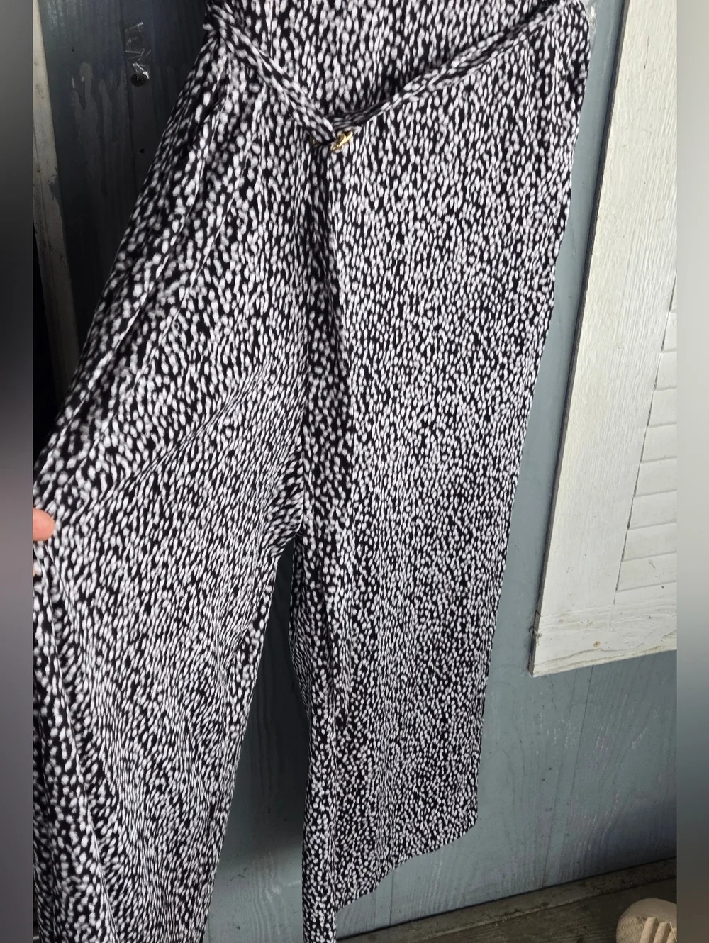 Michael Kors Black & White Sleeveless Wide-Leg Belted Jumpsuit